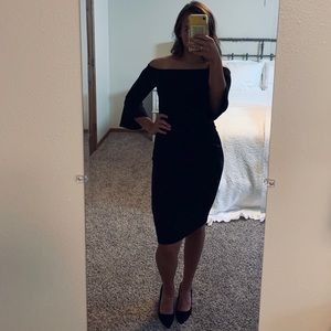 H&M Black Cocktail of-the-shoulder Dress
